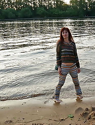 In AKIRA pants near Moscow-river in evening
