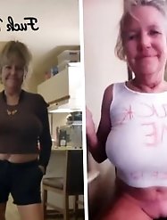 Melody Radford in her undergarments.