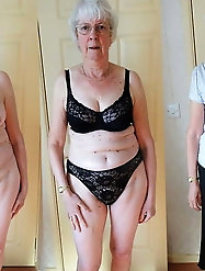 Beautiful slim granny with greying hair